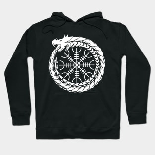 Ouroboros with the Helm of Awe (white symbol) Hoodie